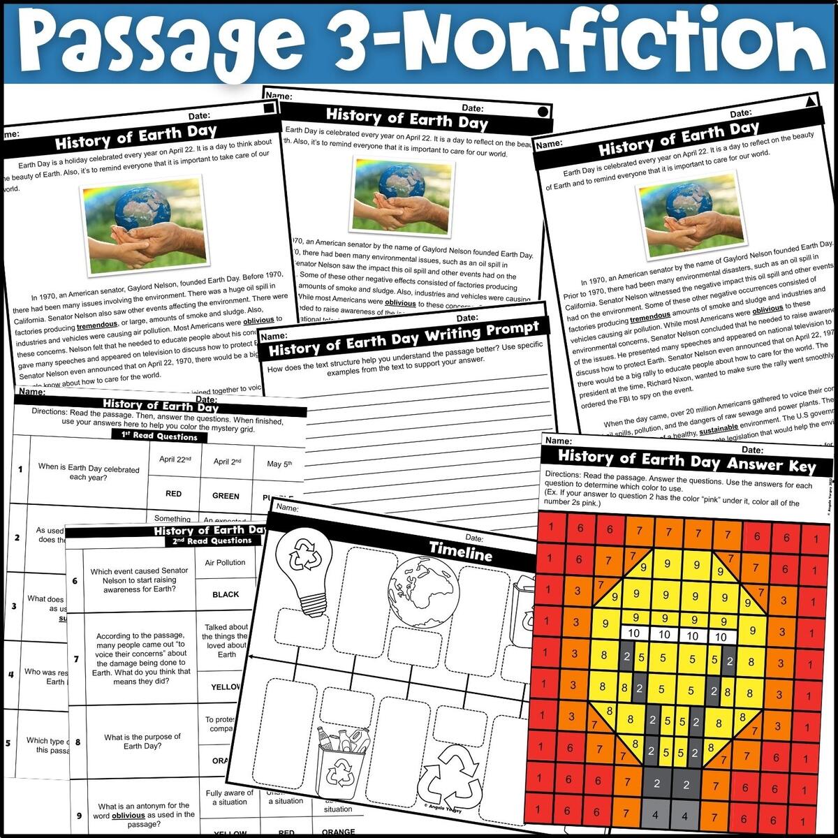 Earth Day Reading Comprehension Passages With Mystery Picture Activity Fun In 5th Grade MORE Earth Day Reading Comprehension Passages With Mystery Picture Activity Fun In 5th Grade MORE