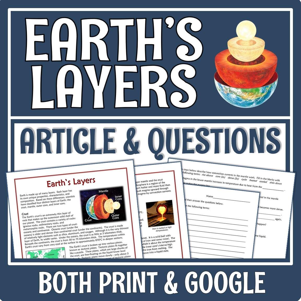Earth S Layers Reading Passage And Worksheet Flying Colors Science Earth S Layers Reading Passage And Worksheet Flying Colors Science