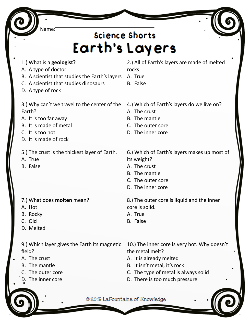 Earth S Layers Reading Passage Katherine Batson Library Formative Earth S Layers Reading Passage Katherine Batson Library Formative