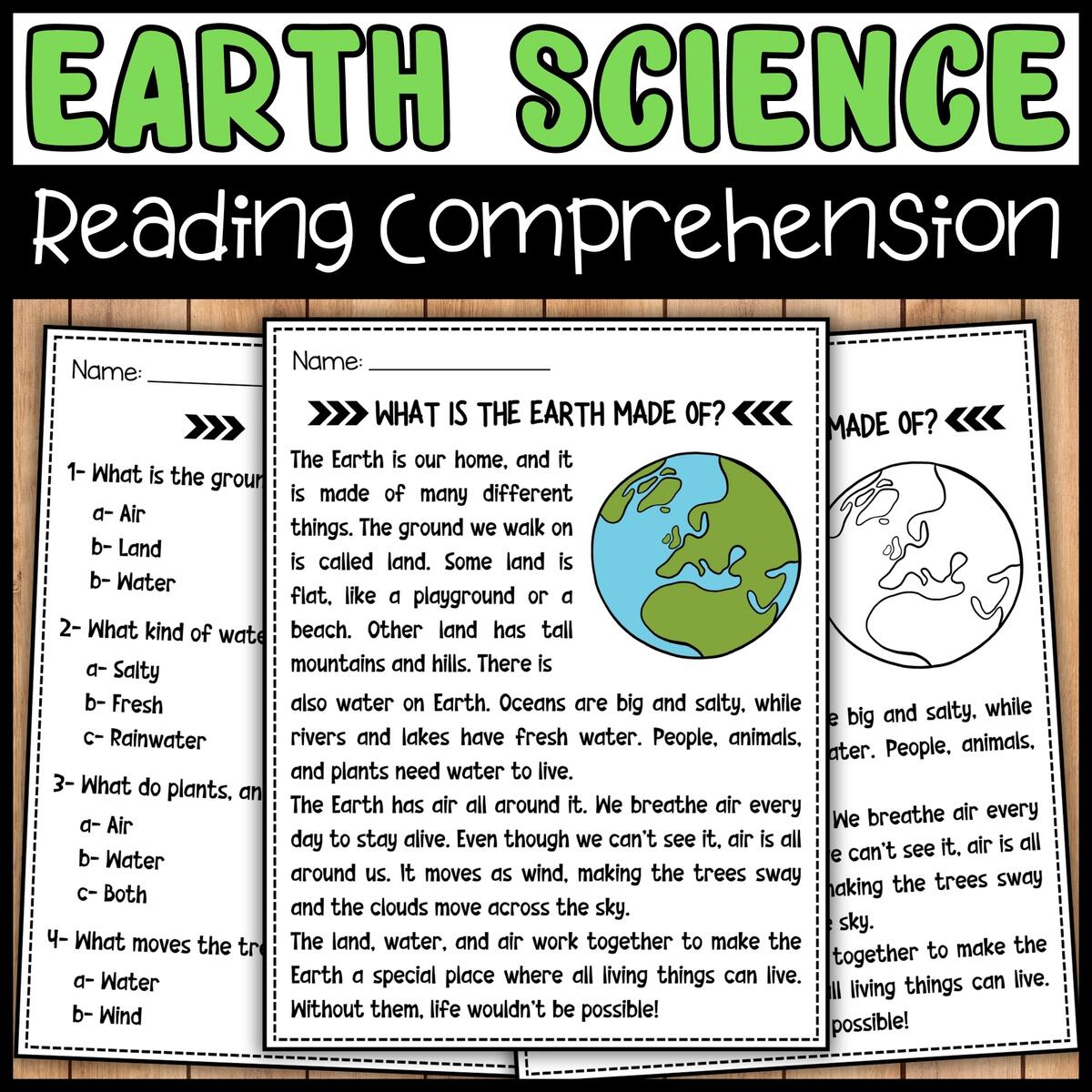 Earth Science Week Reading Comprehension Passage Questions STEM Day Made By Teachers Printable Reading Comprehension Question Worksheets For Kids 5 Editable Worksheets ABA Therapy Teaching Counseling Learning Etsy
