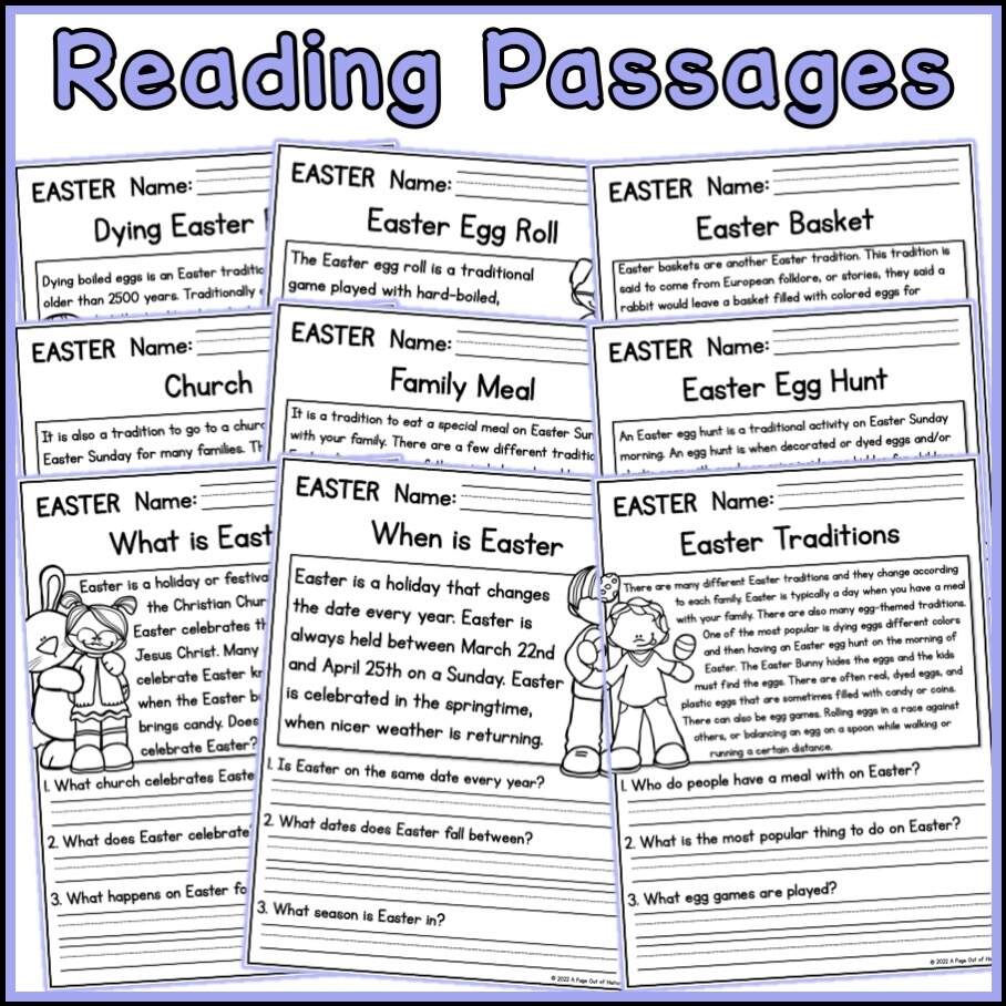 Easter Holidays Reading Comprehension Passages K 2 Made By Teachers