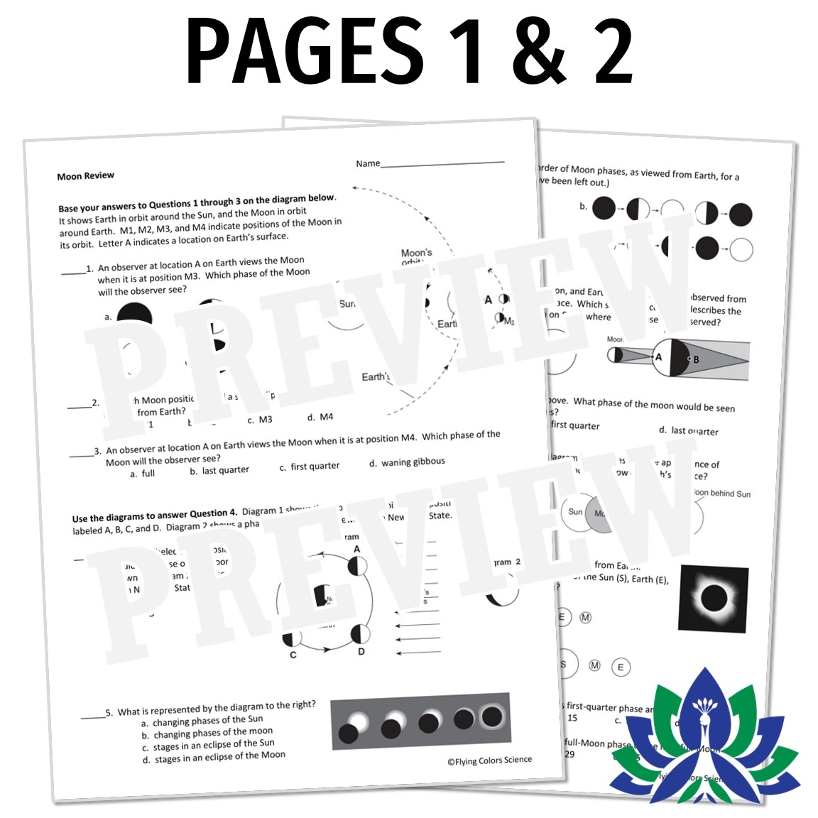 Eclipses And Moon Phases Worksheet Flying Colors Science Eclipses And Moon Phases Worksheet Flying Colors Science