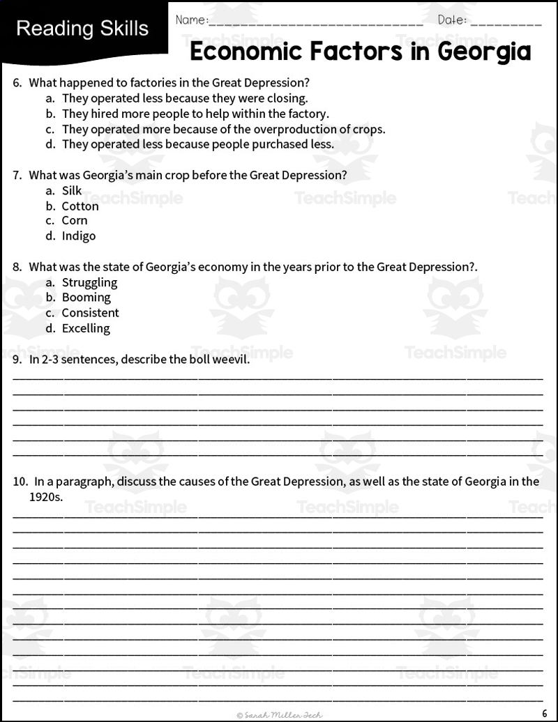 Economic Events The Great Depression Reading Packet By Teach Simple Economic Events The Great Depression Reading Packet By Teach Simple