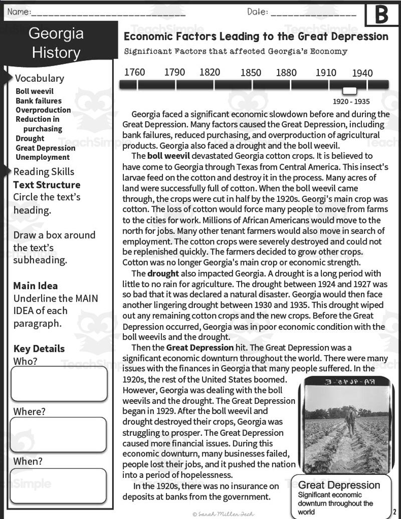 Economic Events The Great Depression Reading Packet By Teach Simple Economic Events The Great Depression Reading Packet By Teach Simple
