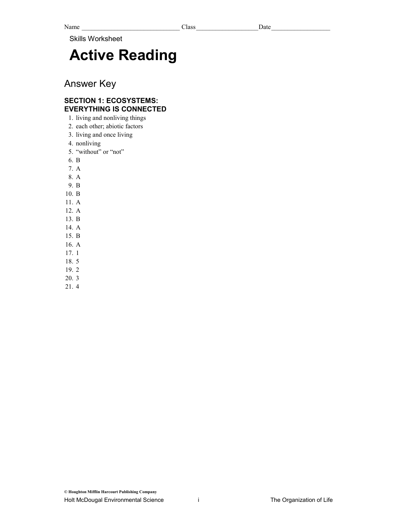 Ecosystems Worksheet Biotic Abiotic Factors With Answer Key Ecosystems Worksheet Biotic Abiotic Factors With Answer Key