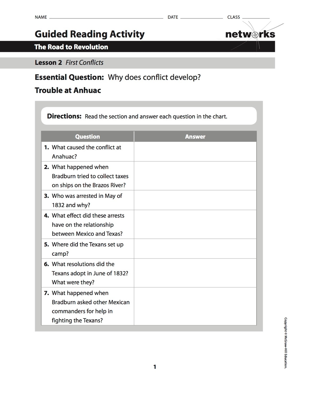 EHMS Texas History Chapter 9 Lesson 2 Guided Reading Assigned EHMS Texas History Chapter 9 Lesson 2 Guided Reading Assigned
