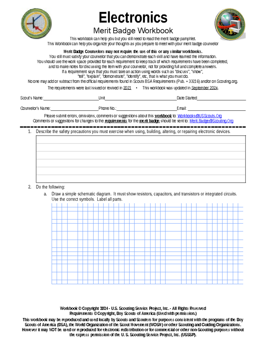 Electronics Merit Badge Workbook Updated 2024 Studocu Merit Badge Worksheets And Requirements PRINTABLE Merit Badge Worksheets Library