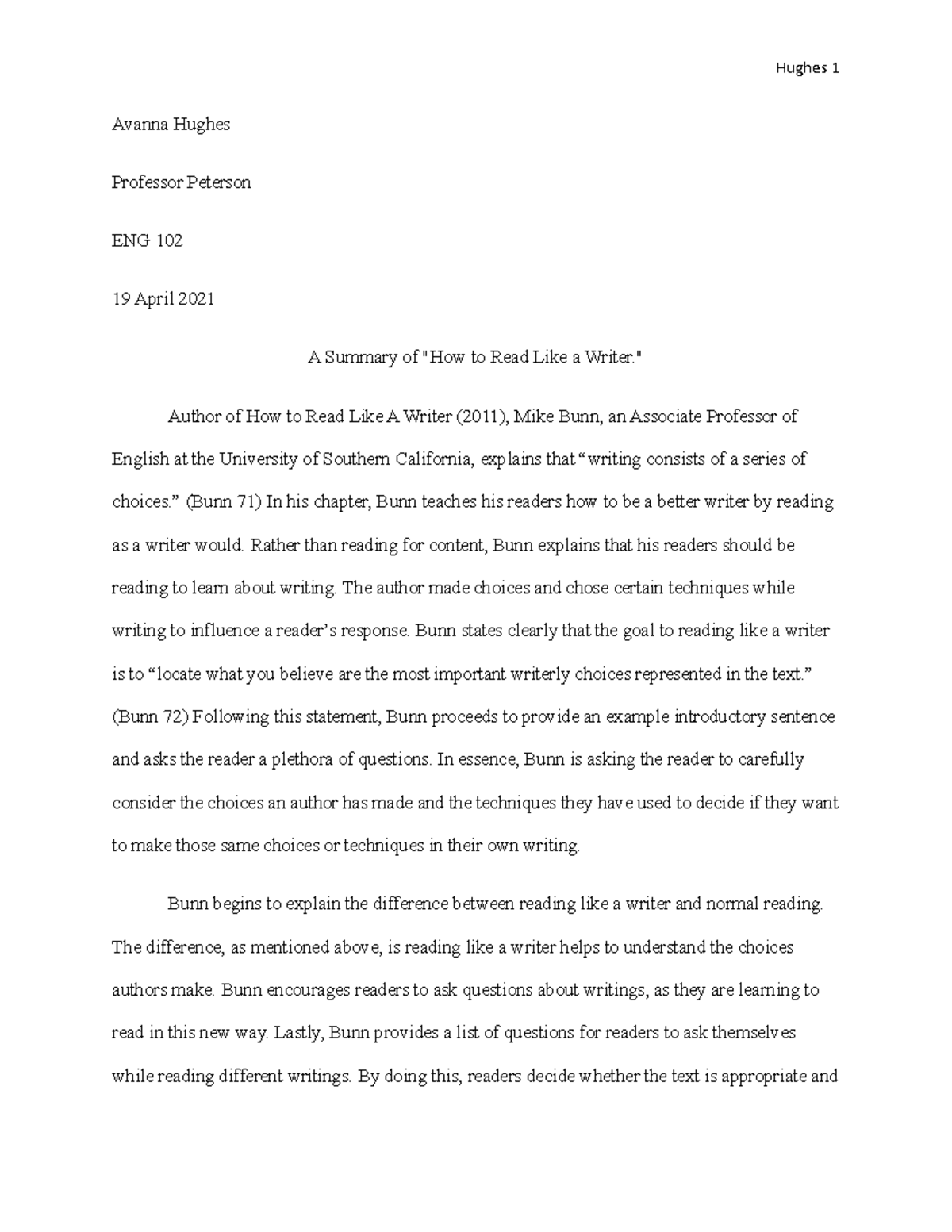 ENG 102 Summary 2 Insights From How To Read Like A Writer Studocu