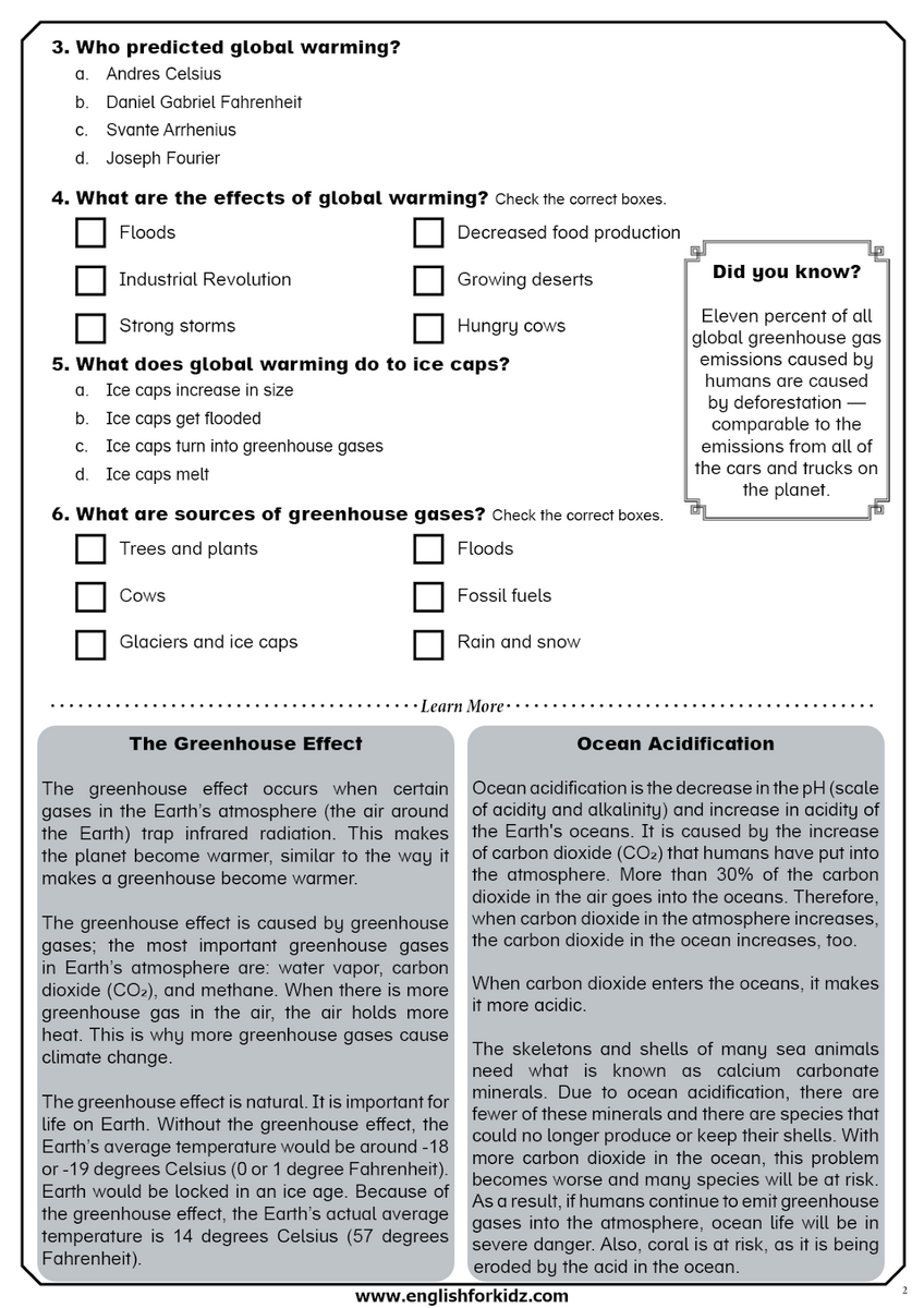 English For Kids Step By Step Global Warming Reading Comprehension Worksheets Flashcards English For Kids Step By Step Global Warming Reading Comprehension Worksheets Flashcards