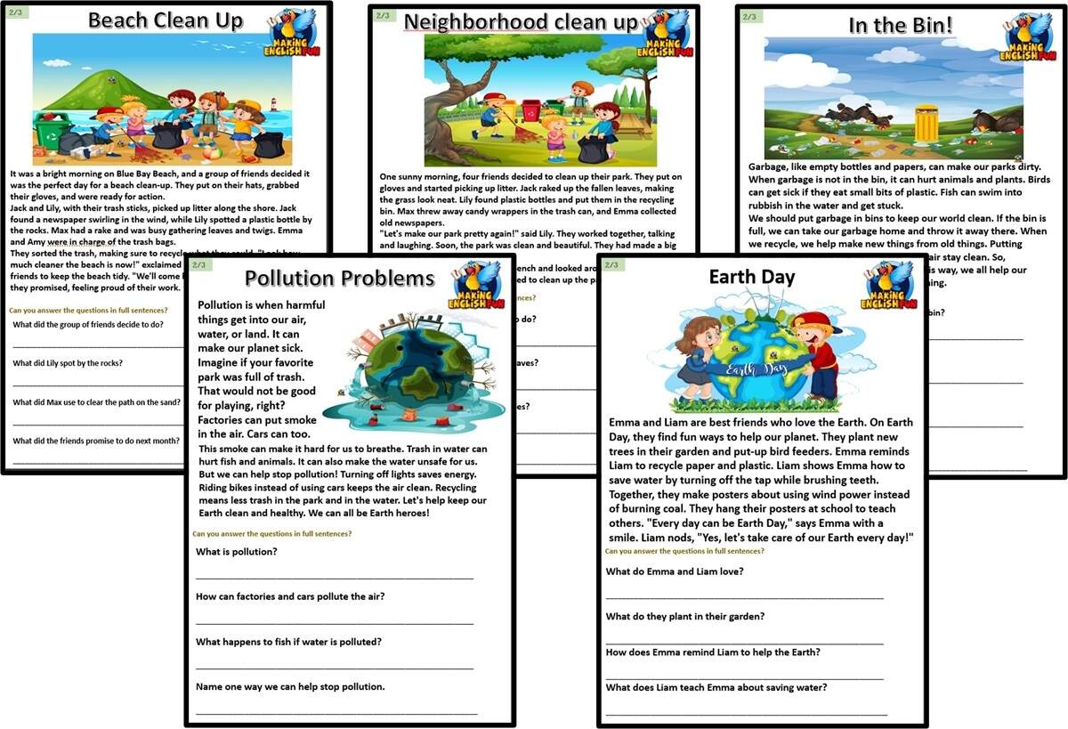 English For Kids Step By Step Global Warming Reading Comprehension Worksheets Flashcards