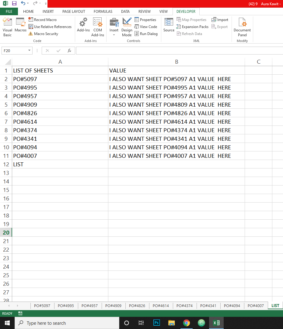Excel How To Get All Sheets Names And Its Specific Cell Value Using Macro Vba Stack Overflow Excel How To Get All Sheets Names And Its Specific Cell Value Using Macro Vba Stack Overflow
