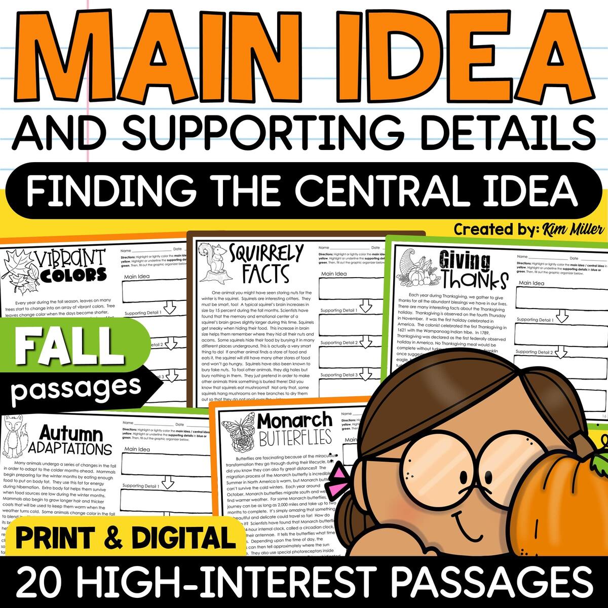 Fall Main Idea Supporting Details Passages Worksheets Fall Reading Activities A Love Of Teaching Kim Miller Winter Main Idea Details Worksheets For The Elementary Classroom Elementary Island