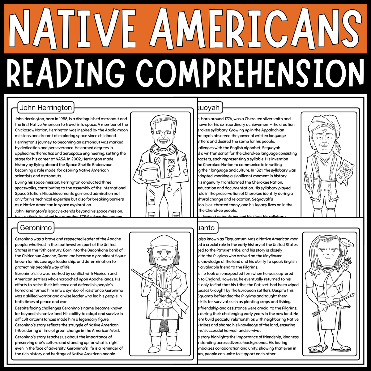 Famous Figures Native Americans Reading Comprehension Passages Bundle Made By Teachers Famous Figures Native Americans Reading Comprehension Passages Bundle Made By Teachers