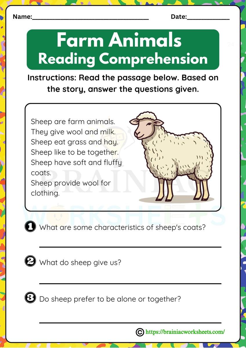 Farm Animals Sheep Reading Comprehension English Worksheet For Class 2 Brainiac Worksheets Farm Animals Sheep Reading Comprehension English Worksheet For Class 2 Brainiac Worksheets