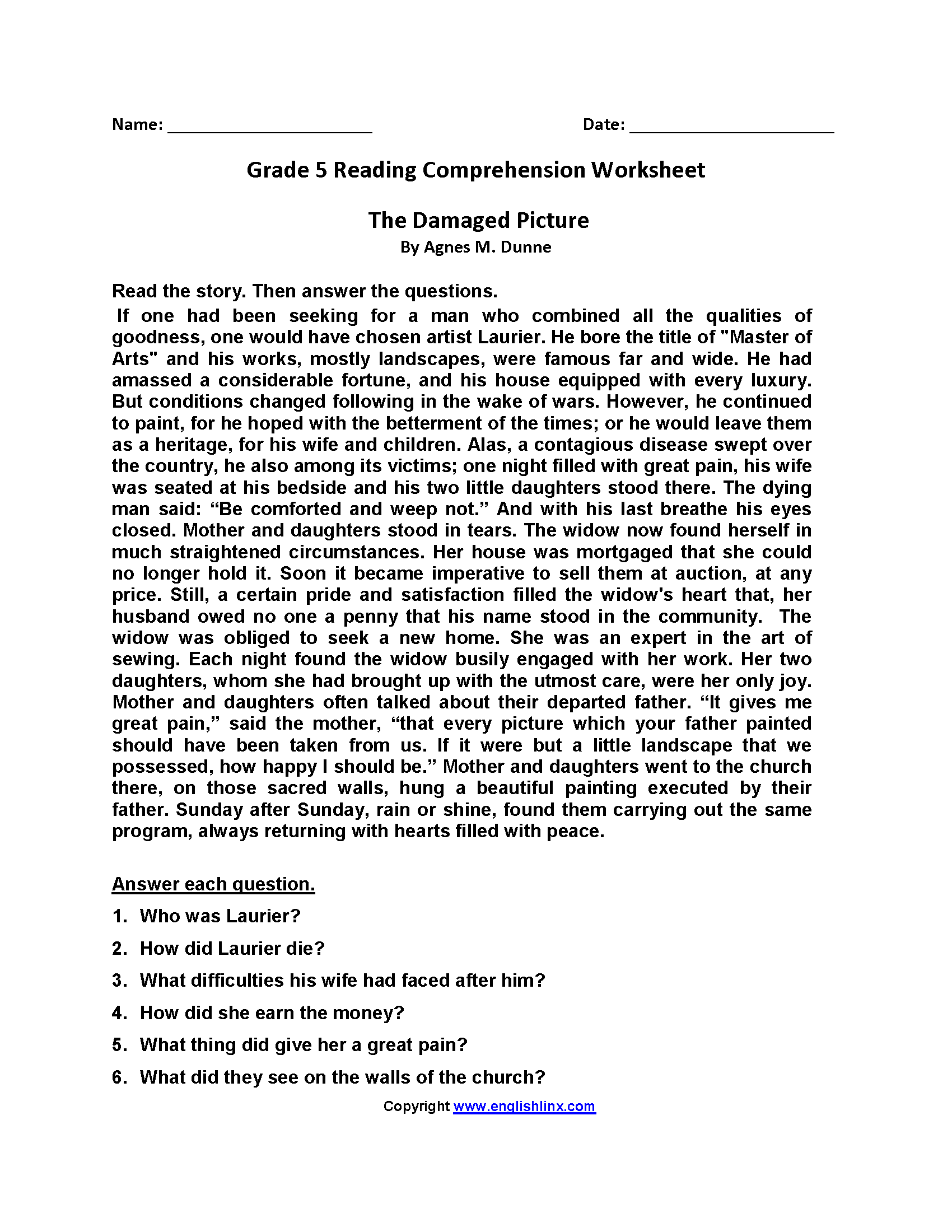 Fifth Grade Reading Worksheets Improve Fluency Vocabulary Fifth Grade Reading Comprehension Worksheets