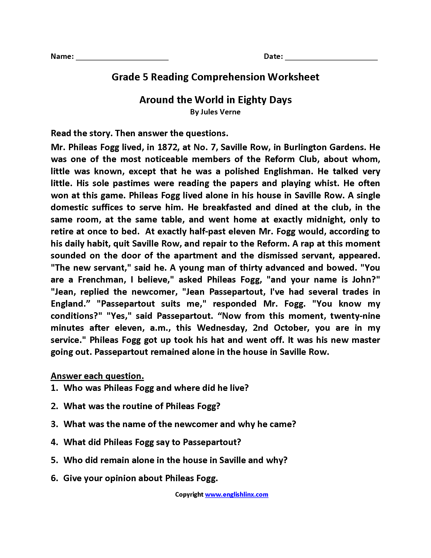 Fifth Grade Reading Worksheets Improve Fluency Vocabulary