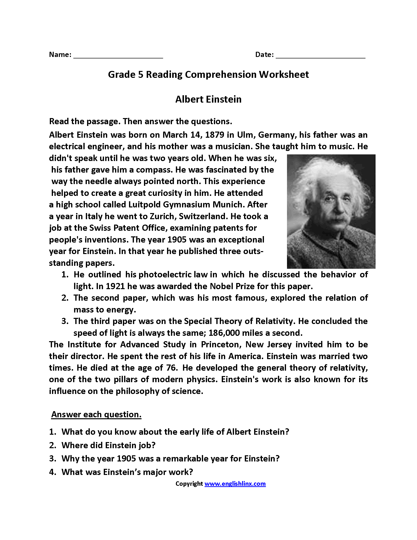 Fifth Grade Reading Worksheets Improve Fluency Vocabulary