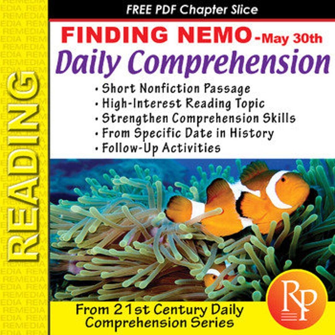 Finding Nemo Reading Comprehension Non Fiction Main Idea Activities Etsy