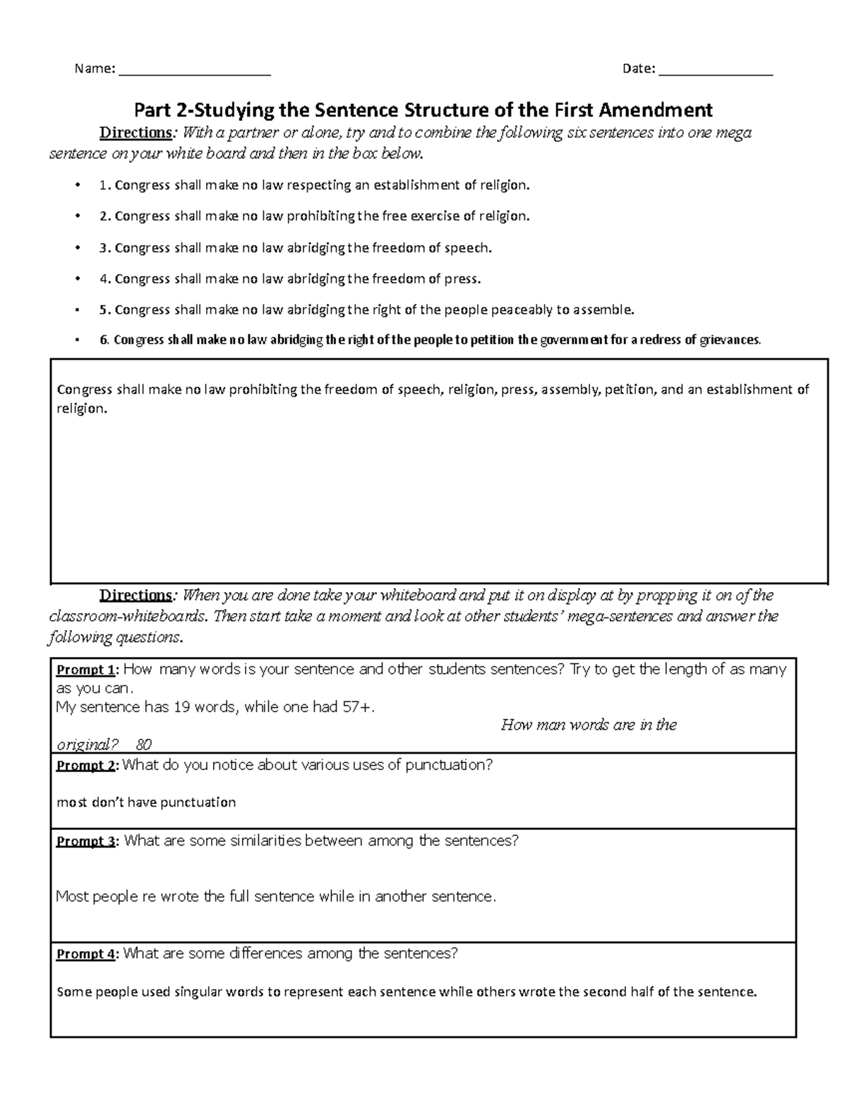 First Amendment Writing Activities Lesson 3 4 Handout Studocu Amsco Guided Reading Chapter 4 Imperial Wars Colonial Protests Studocu