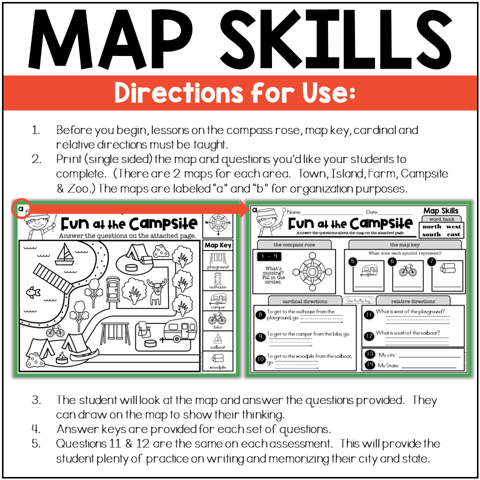 First Grade Map Skills Worksheets Reading A Map Assessments Made By Teachers 12 Worksheets Map Reading Skills Free PDF At Worksheeto