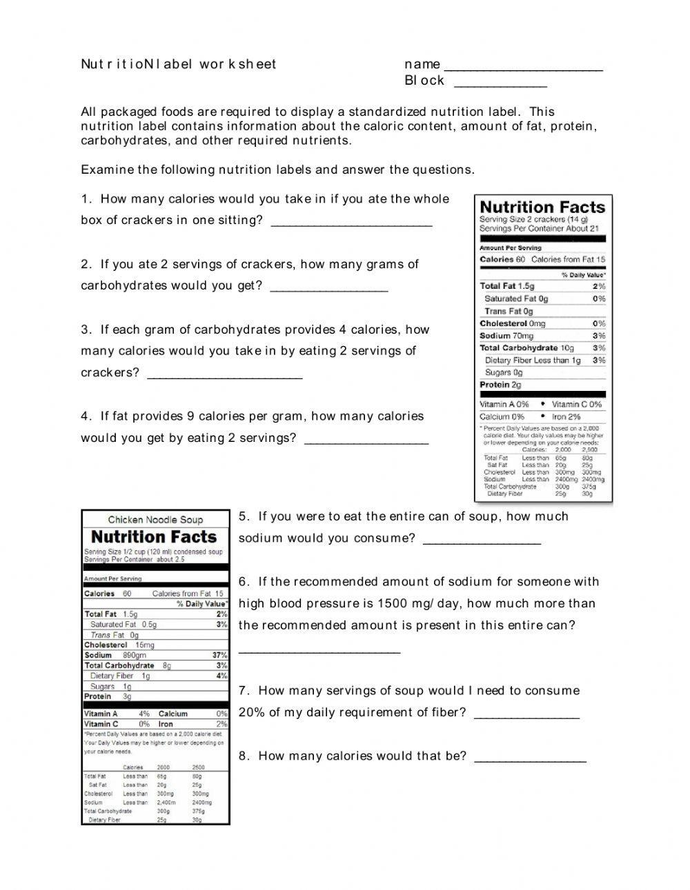 Food Labels Worksheet Worksheets Library Food Labels Worksheet Worksheets Library