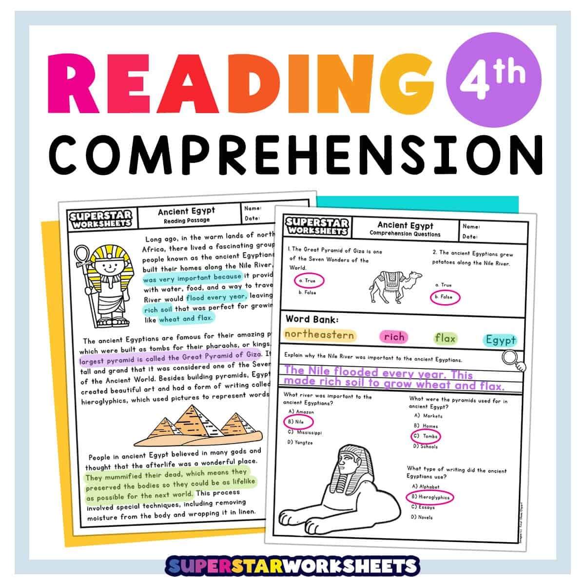 Fourth Grade Reading Worksheets Improve Fluency Comprehension