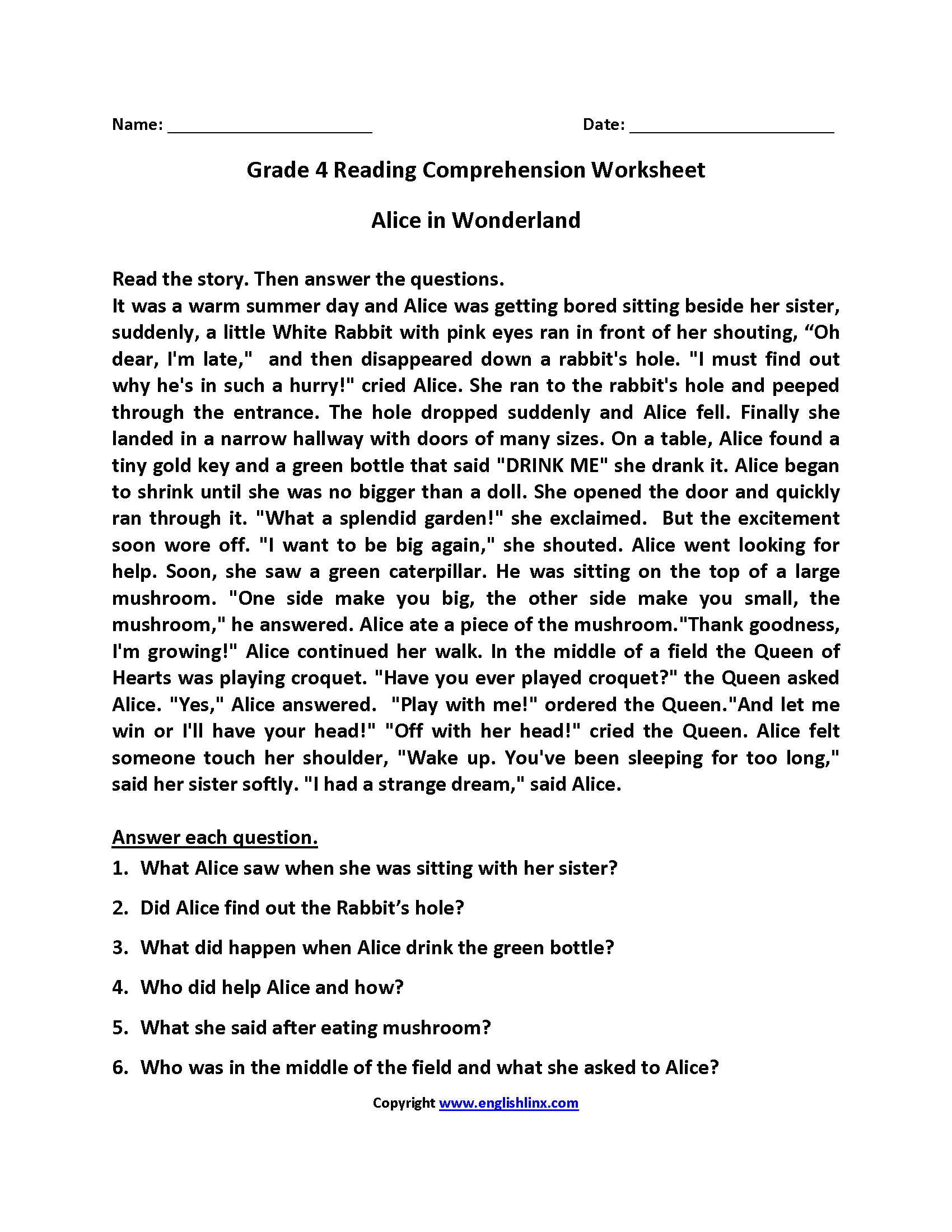 Fourth Grade Reading Worksheets Improve Fluency Comprehension 4th Grade Reading Comprehension Worksheets Worksheets Library