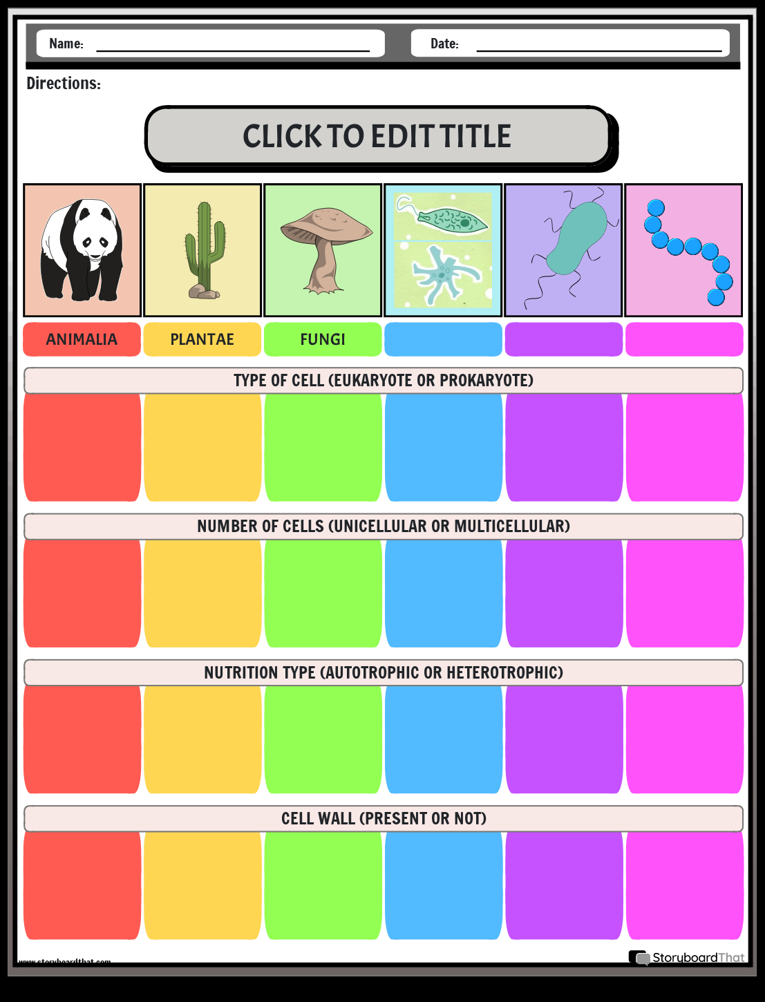 Free Biological Classification Worksheets By Storyboard That Free Biological Classification Worksheets By Storyboard That