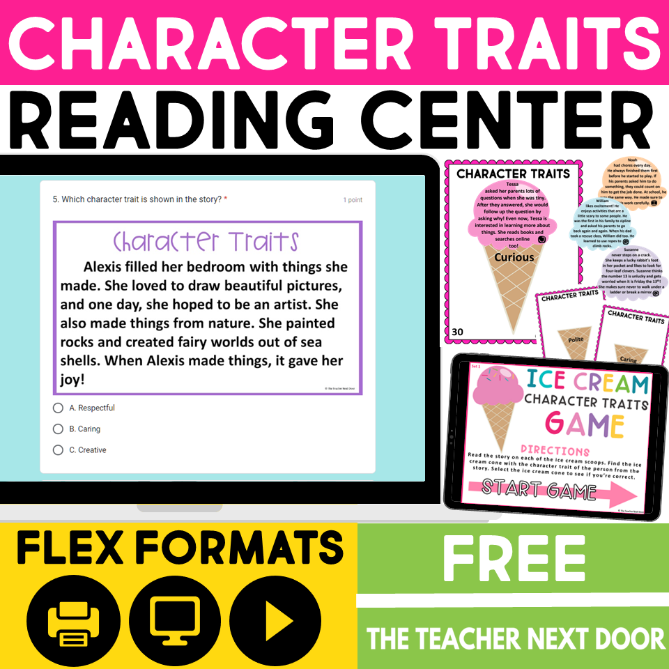 FREE Character Traits Reading Center For 3rd Grade The Teacher Next Door FREE Character Traits Reading Center For 3rd Grade The Teacher Next Door