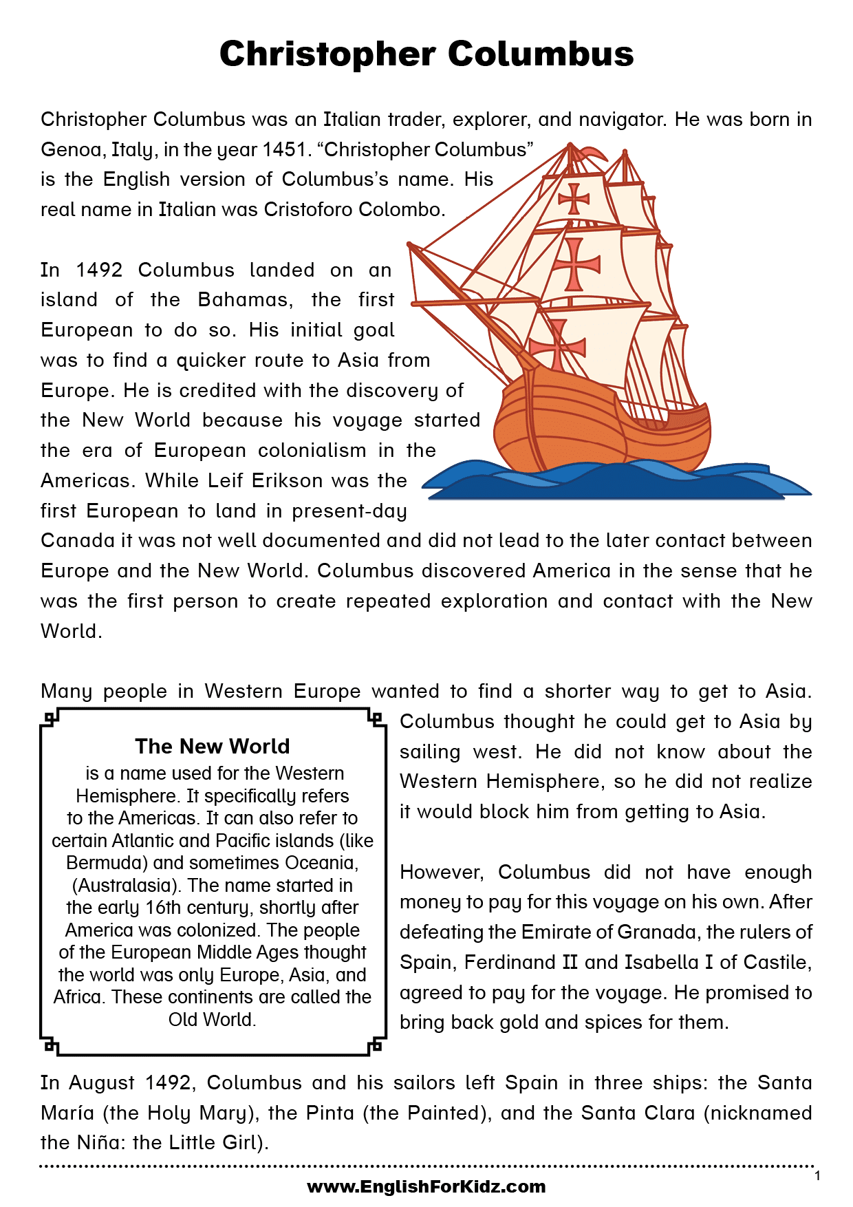 Free Columbus Day Reading Comprehension Worksheet Download Free Columbus Day Reading Comprehension Worksheet Png Images Free Worksheets On Clipart Library