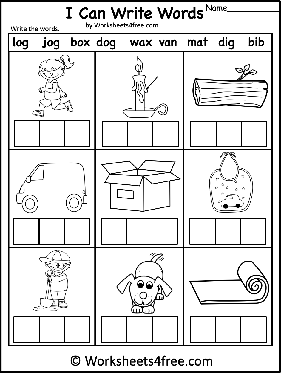 Free CVC Word Writing And Reading Worksheet Worksheets4Free