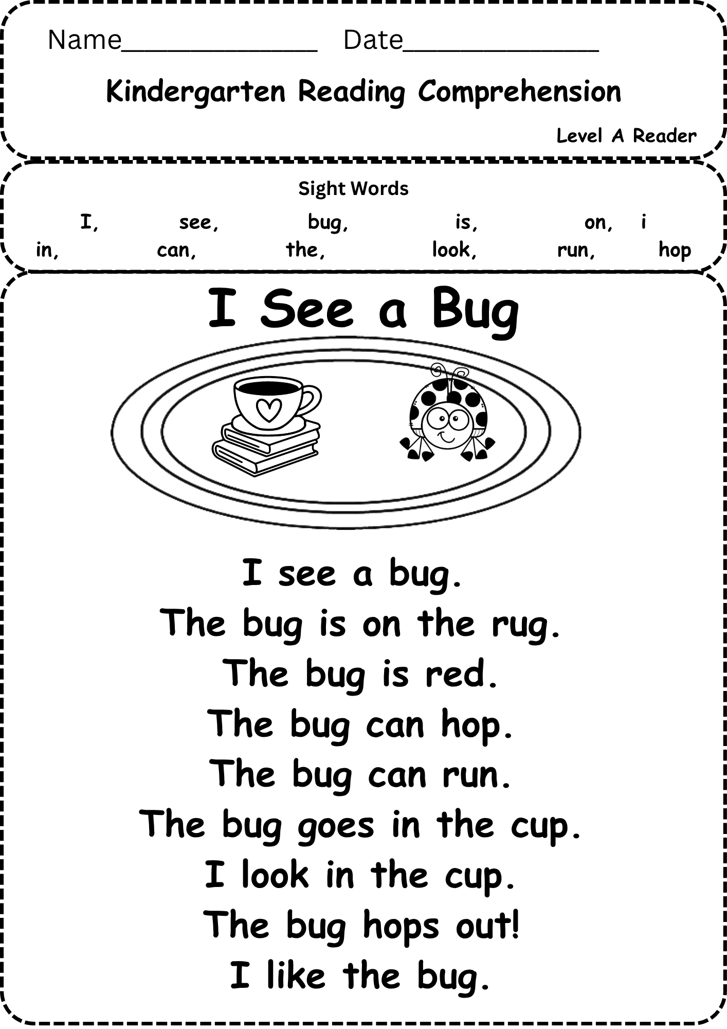 Free Kindergarten Reading Comprehension Worksheet Level A English For Kids Step By Step Reading Comprehension For Preschoolers Free PDF