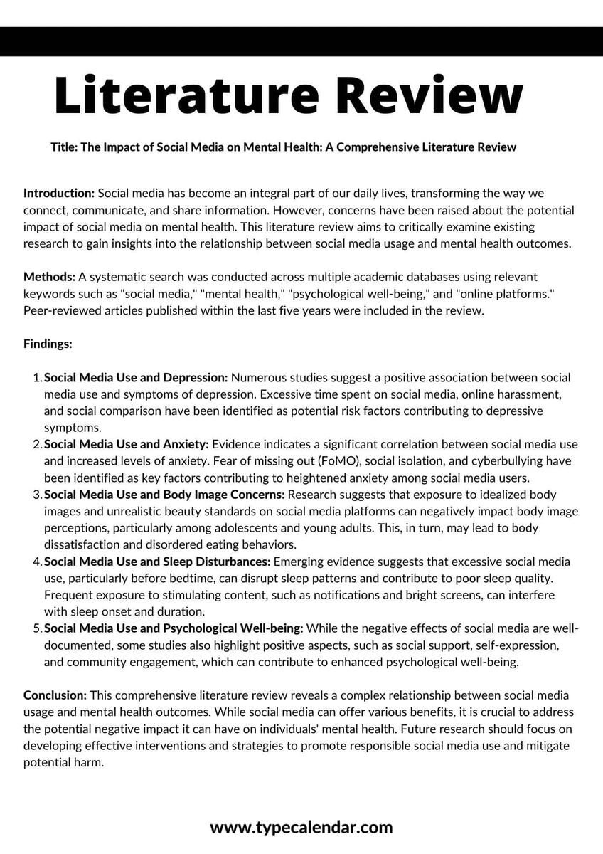 Free Printable Literature Review Templates PDF Word Excel Systematic Prisma