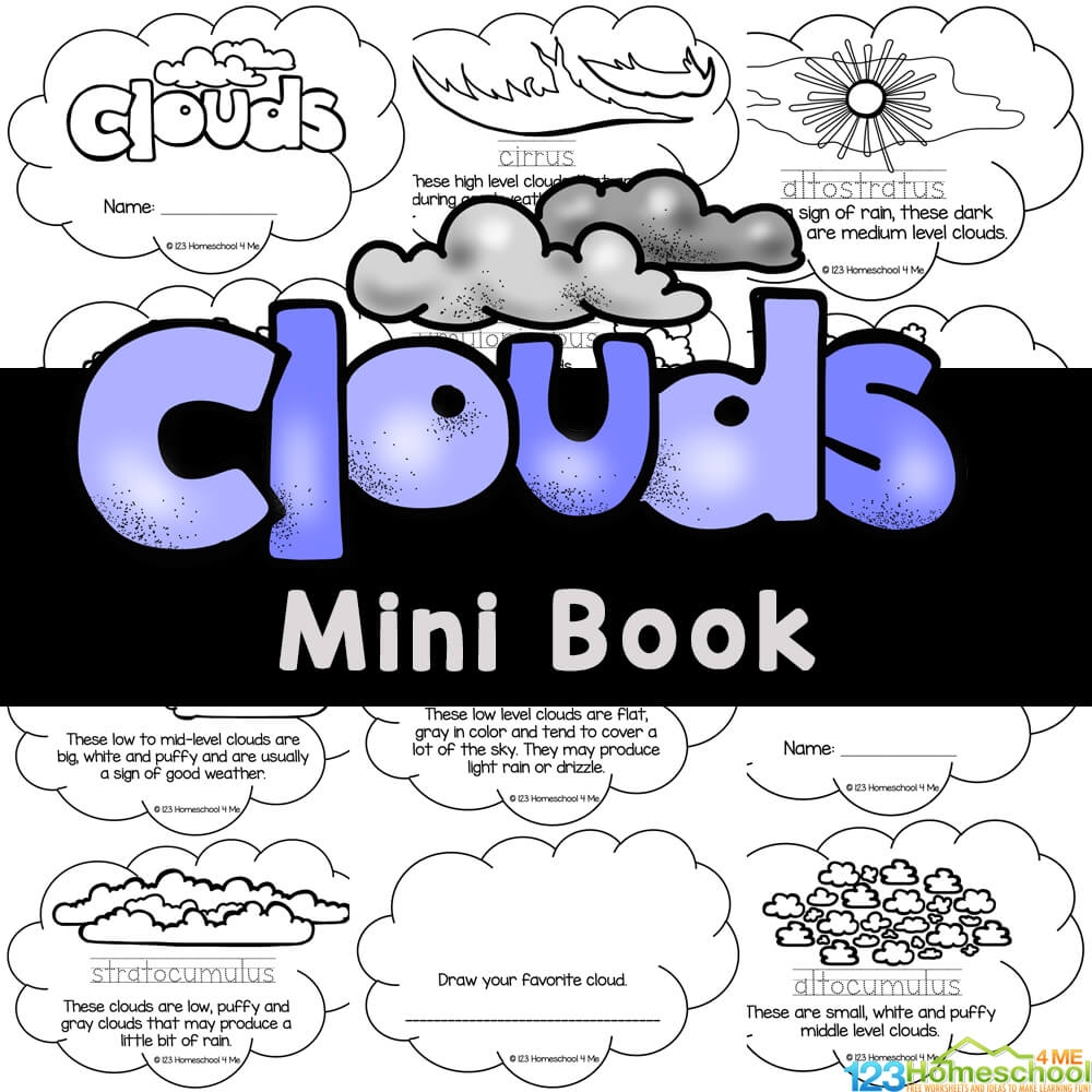 FREE Printable Types Of Clouds For Kids Mini Book Free Printable Clouds Activity Sheets Frugal Mom Eh