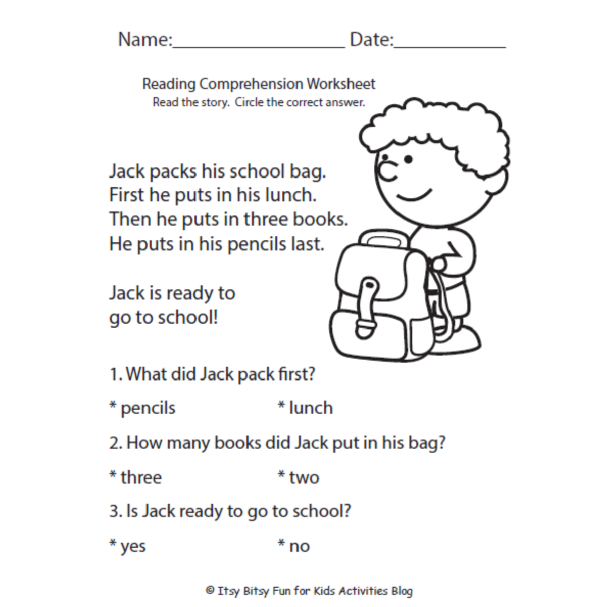 English For Kids Step By Step Reading Comprehension Worksheets Short Word Stories