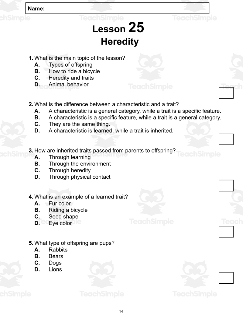 Free Reading Passage Heredity PDF By Teach Simple Free Reading Passage Heredity PDF By Teach Simple
