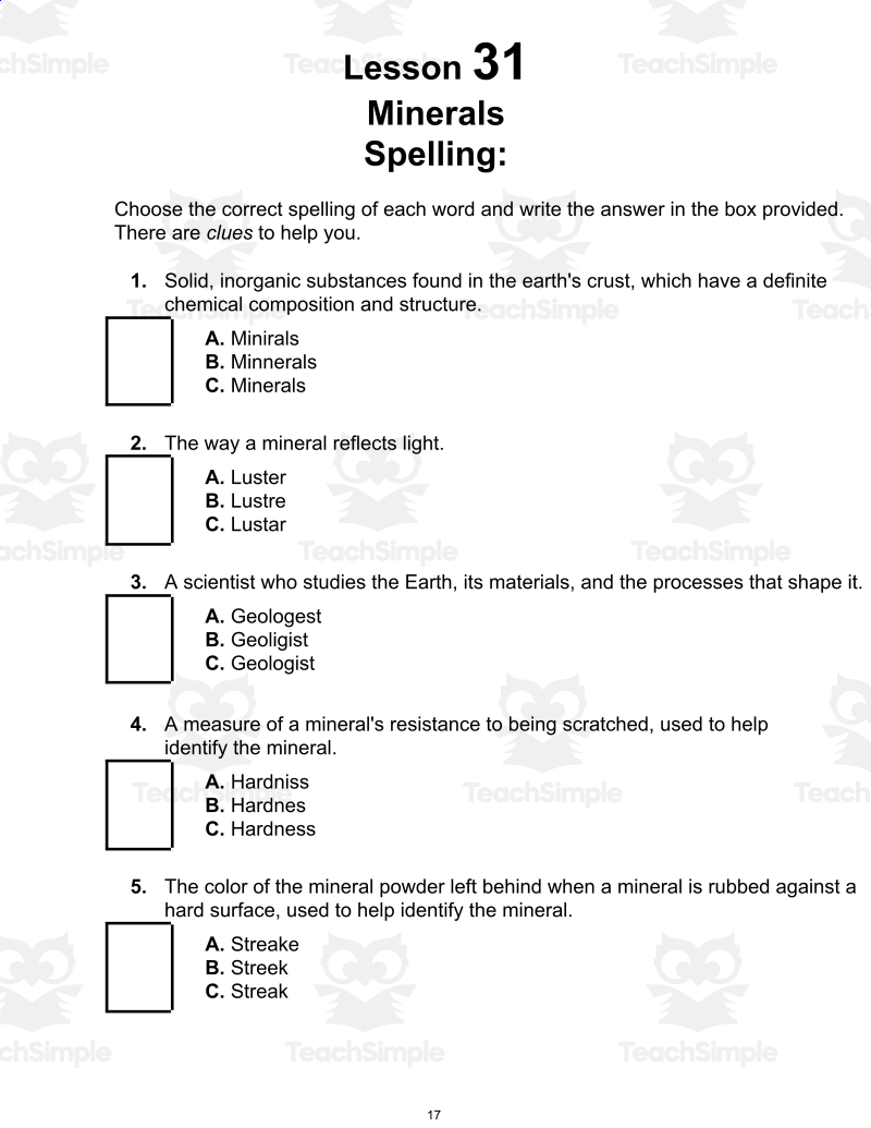 Free Reading Passage Minerals PDF By Teach Simple Science Reading Passage 37 Properties Of Rocks And Minerals PDF Worksheets Library