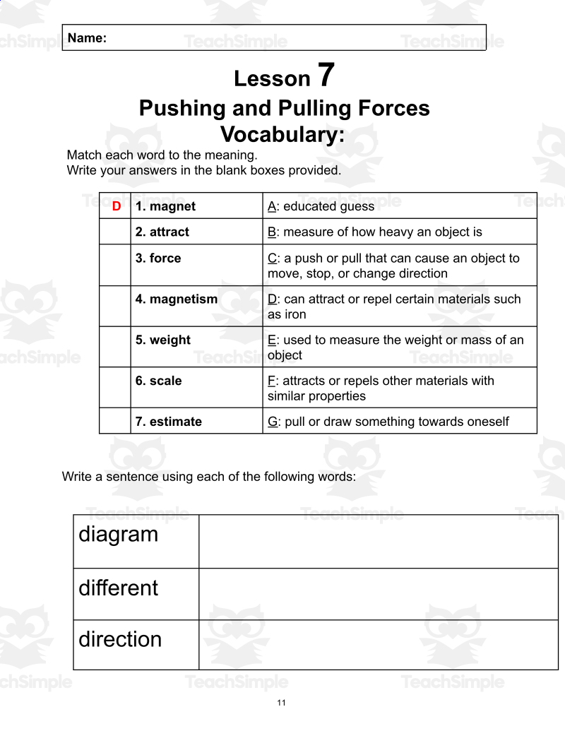 Free Science Reading Passage Pushing And Pulling Forces PDF By Teach Simple