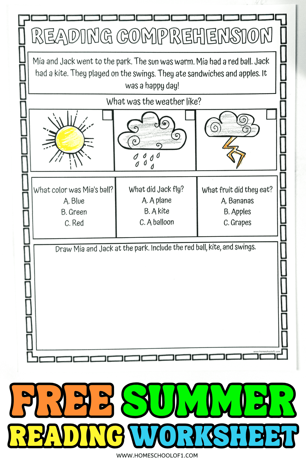 Free Summer Reading Worksheets For Early Learners