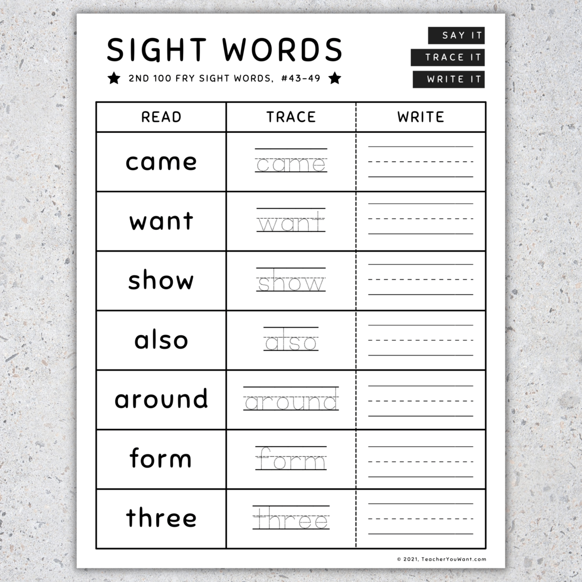 Fry Sight Words Read Trace Write Worksheet 101 200 SET 4 Made By Teachers Fry Sight Words Read Trace Write Worksheet 101 200 SET 4 Made By Teachers