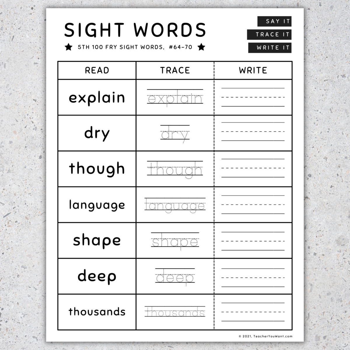 Fry Sight Words Read Trace Write Worksheet 401 500 SET 4 Made By Teachers Fry Sight Words Read Trace Write Worksheet 401 500 SET 4 Made By Teachers