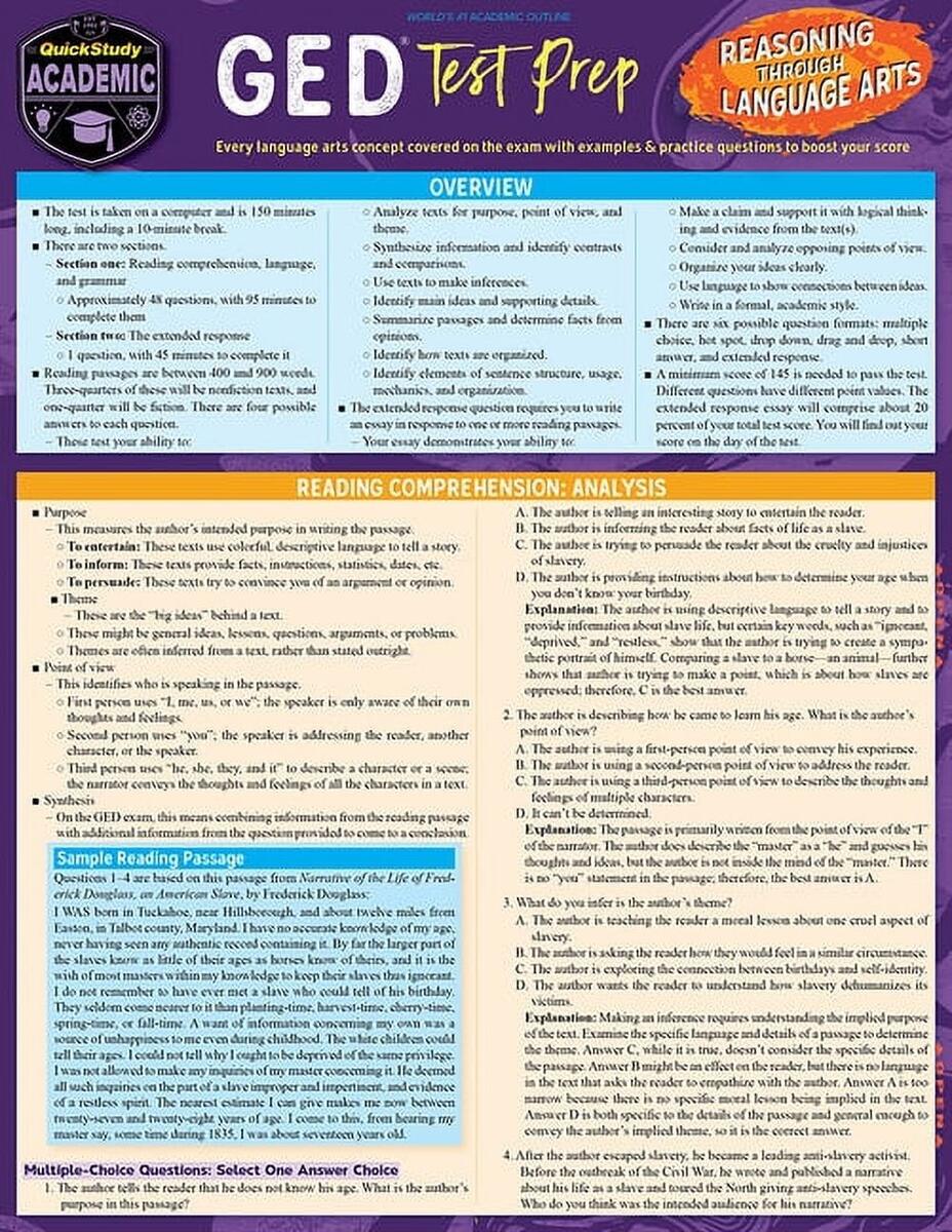 GED Test Prep Reasoning Through Language Arts A QuickStudy Laminated Reference Guide Edition 1 Other Walmart GED Test Prep Reasoning Through Language Arts A QuickStudy Laminated Reference Guide Edition 1 Other Walmart