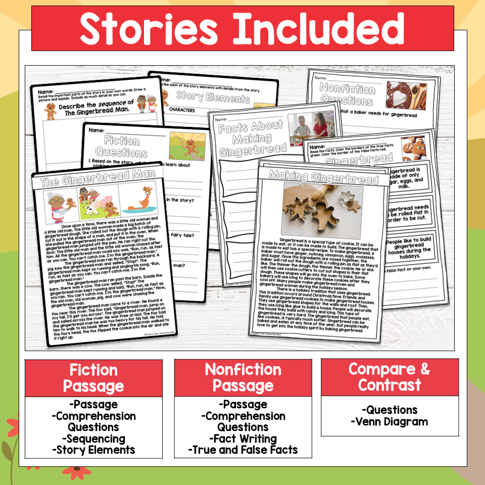 Gingerbread Man Reading Comprehension Paired Passages Gingerbread Man Reading Comprehension Paired Passages