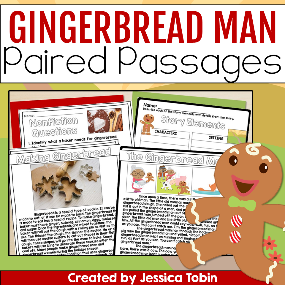 Gingerbread Man Reading Comprehension Paired Passages Gingerbread Man Reading Comprehension Paired Passages