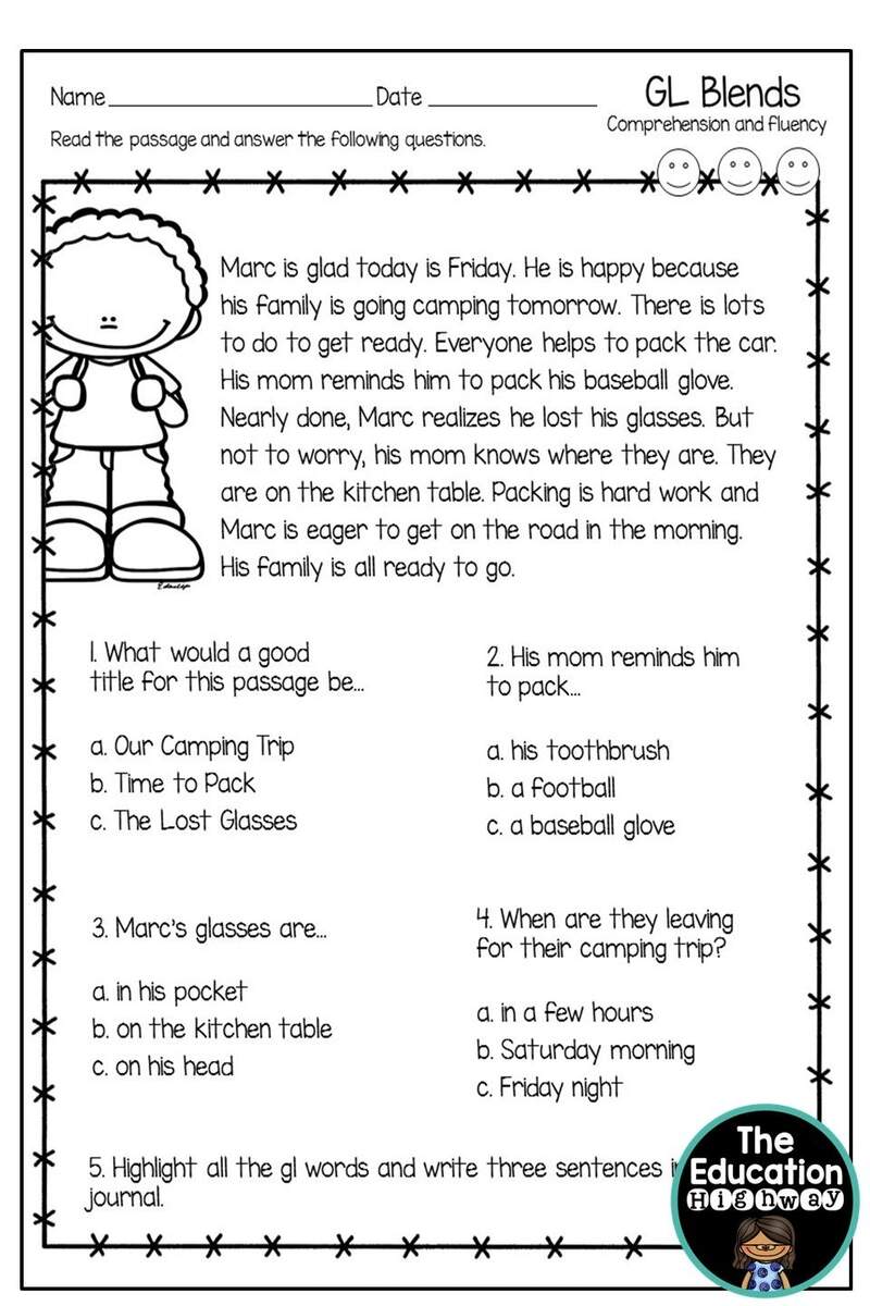 GL Blends 18 Consonant Blends Sentences With Free Worksheets Literacy Learn