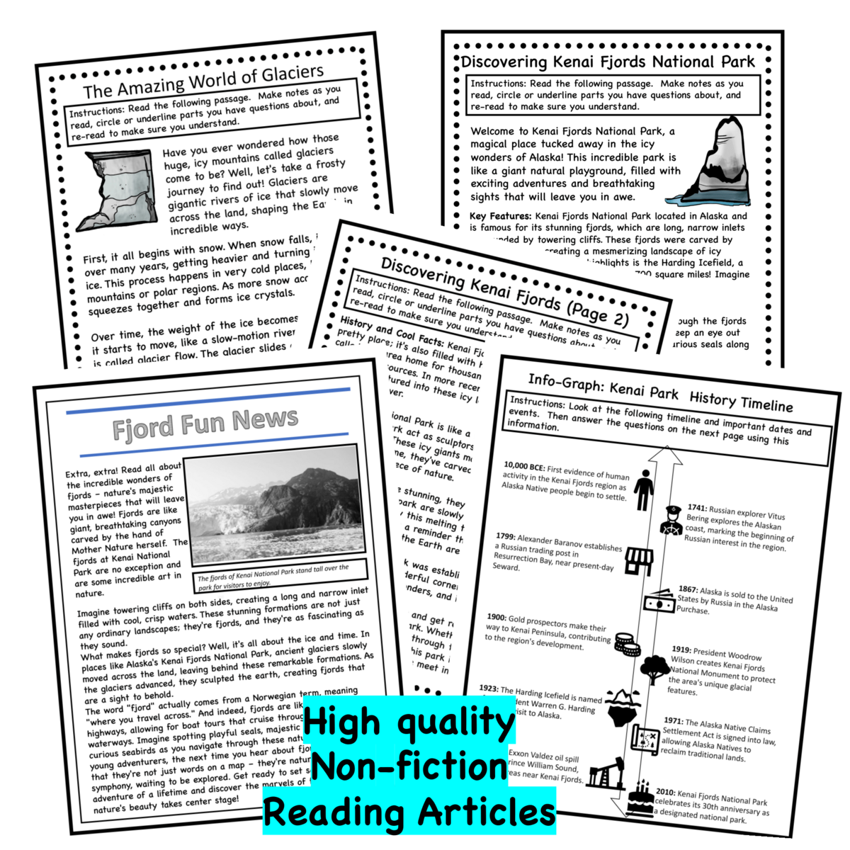 Glaciers And Kenai Fjords National Park Reading Comprehension Pack Classful Glaciers And Kenai Fjords National Park Reading Comprehension Pack Classful