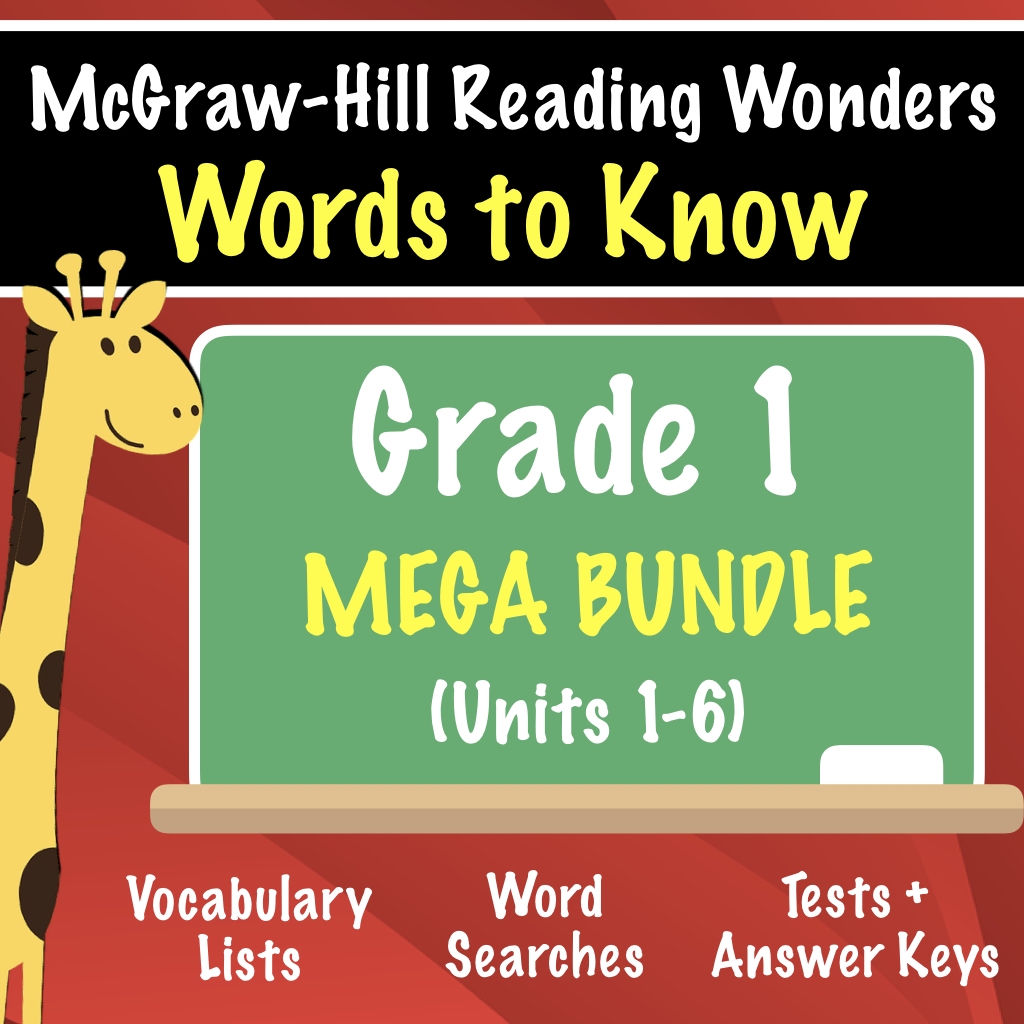 Grade 1 McGraw Hill Reading Wonders Words To Know Word List Test Answer Key And Word Search Made By Teachers