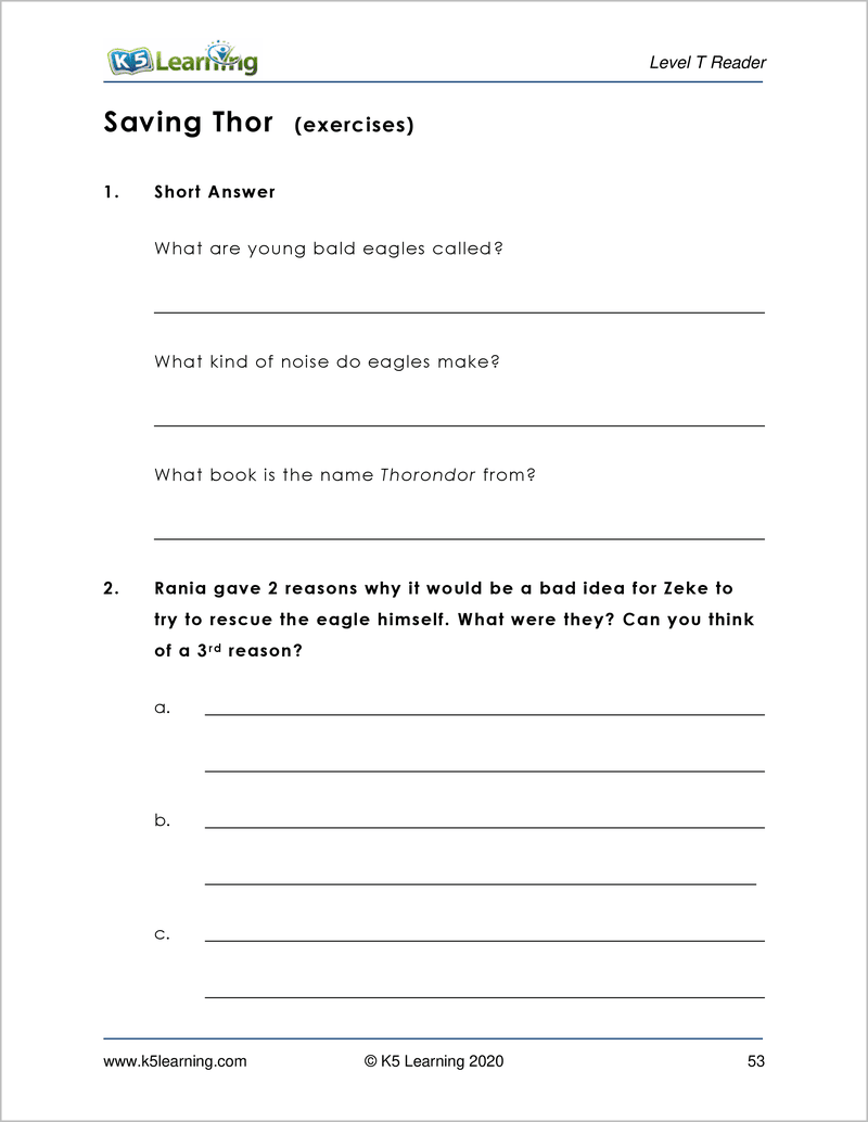 Grade 5 Reading Workbook Level T K5 Bookstore