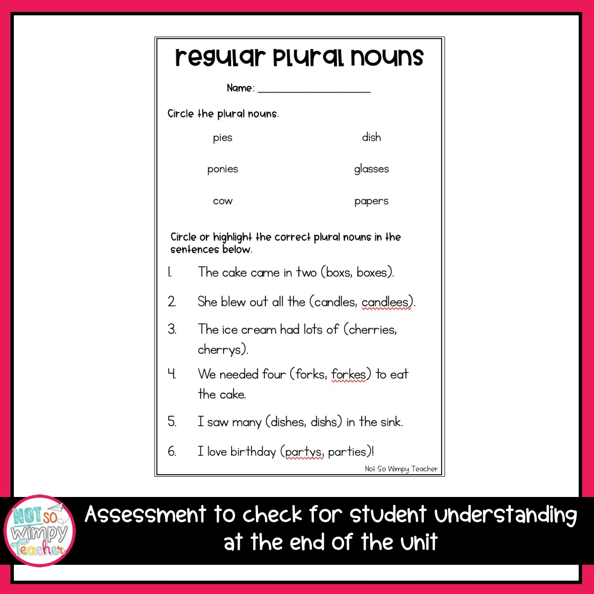 Grammar Second Grade Activities Regular Plural Nouns Not So Wimpy Teacher