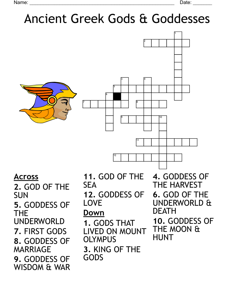 Greek Gods And Goddesses Word Search WordMint